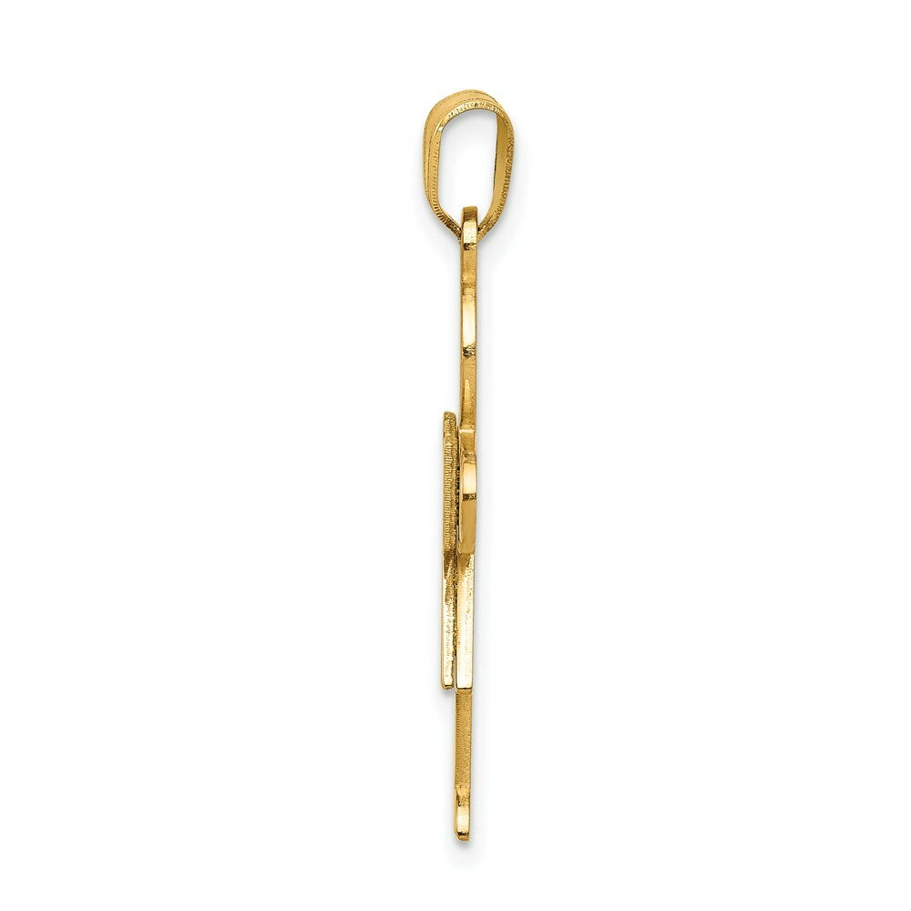 14K Yellow Gold Girl Engravable Charm Pendant 18mm width
