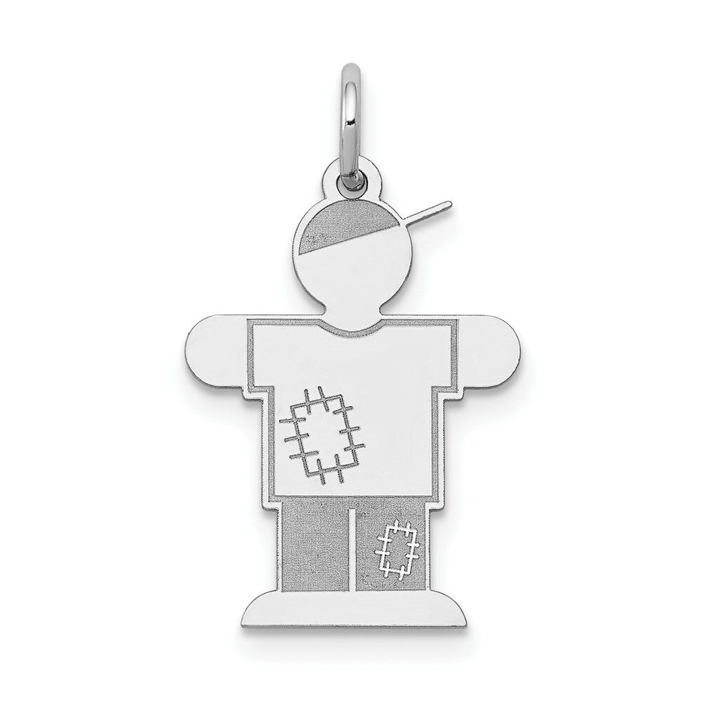 14K White Gold Kid Charm Pendant