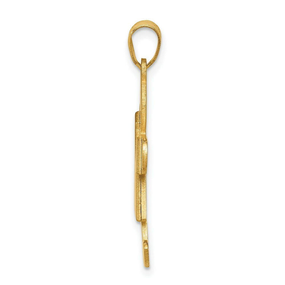 14K Yellow Gold Girl Engravable Charm Pendant 18mm width