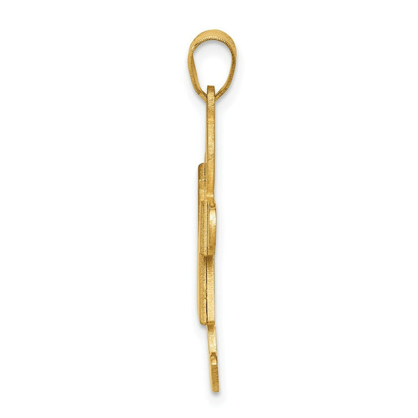 14K Yellow Gold Girl Engravable Charm Pendant 18mm width