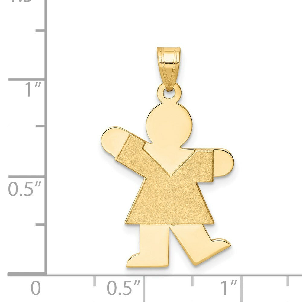 14K Yellow Gold Girl Engravable Charm Pendant 18mm width