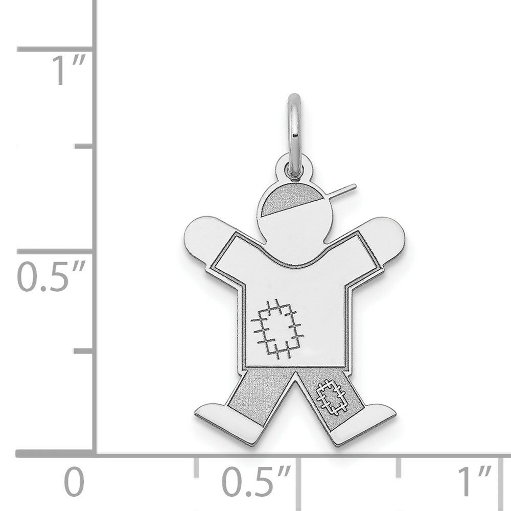 14K White Gold Kid Charm Pendant
