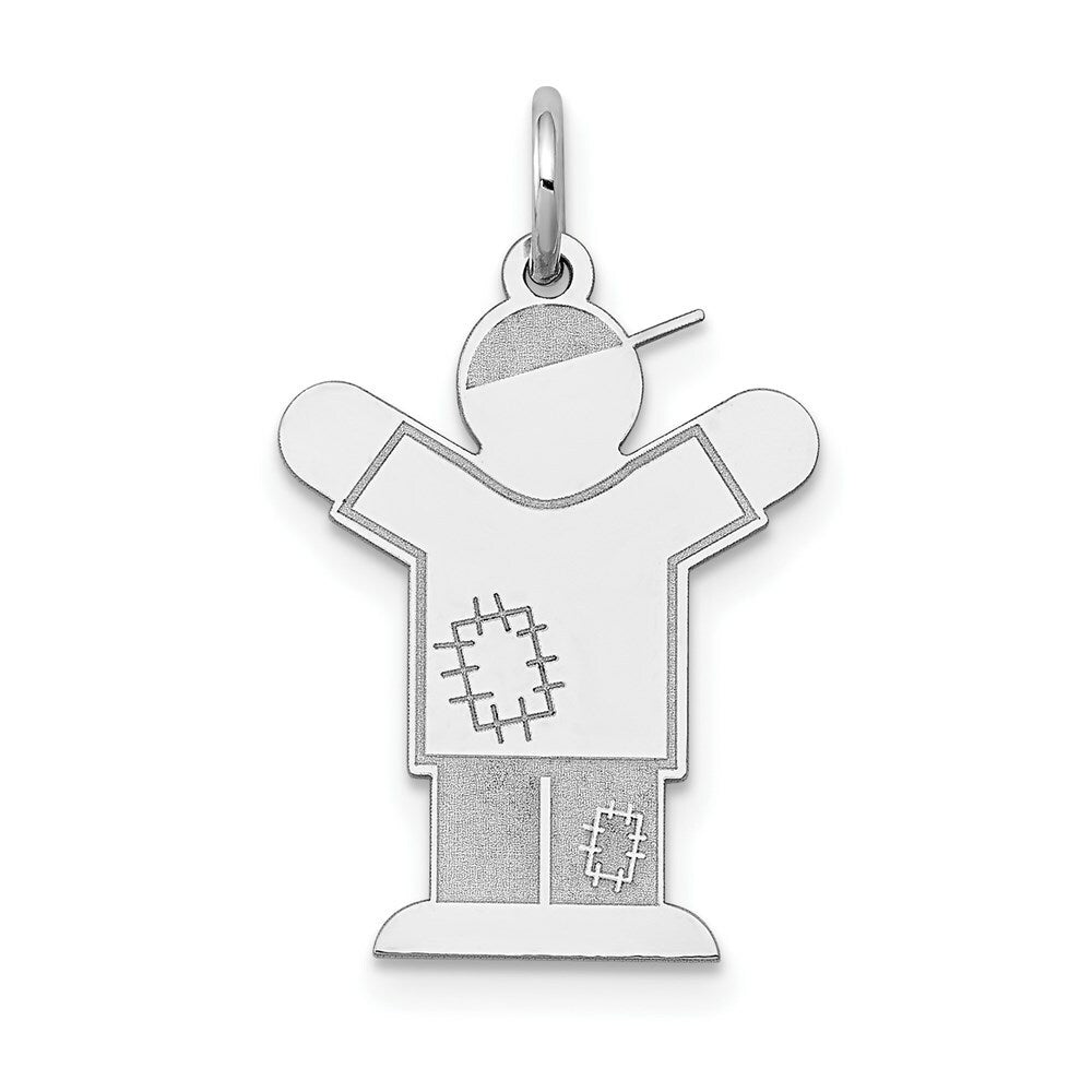 14K White Gold Kid Charm Pendant