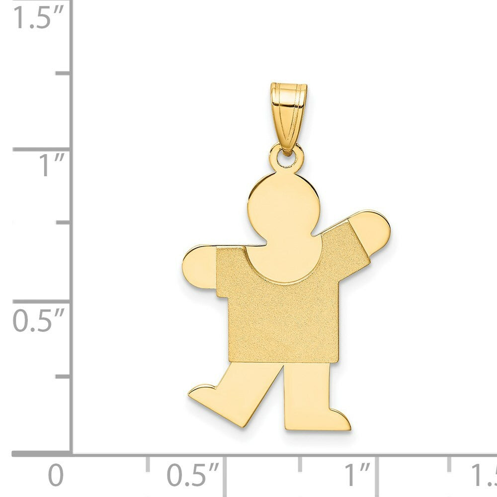 14K Yellow Gold Solid Satin Engravable Boy Charm Pendant