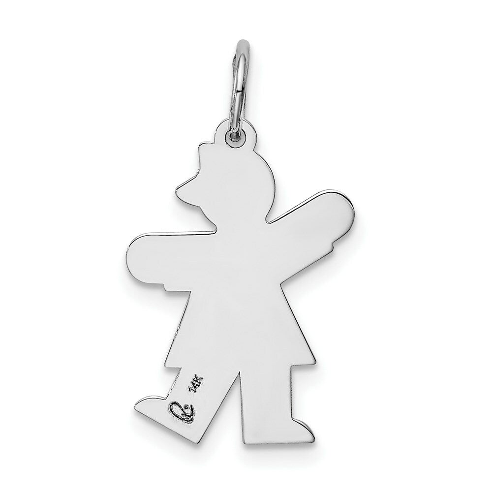 14K White Gold Kid Charm Pendant