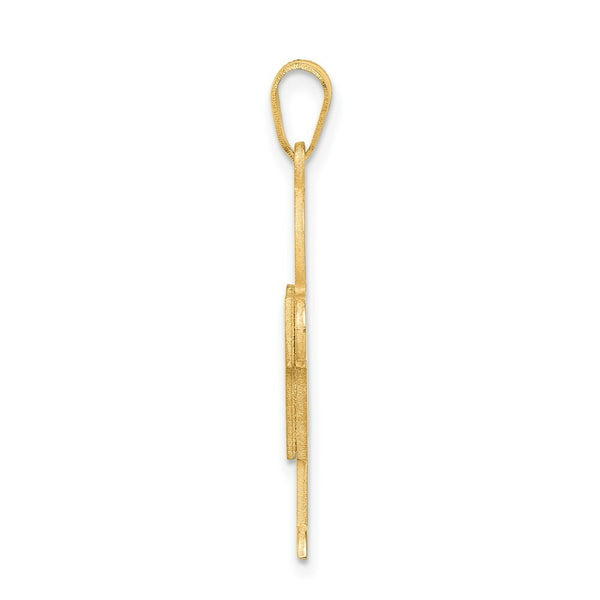 14K Yellow Gold Solid Satin Engravable Boy Charm Pendant