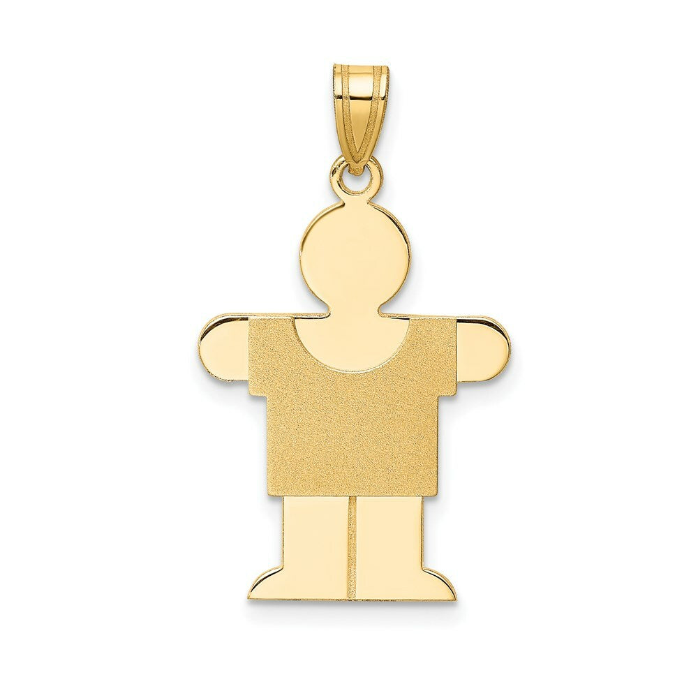 14K Yellow Gold Solid Satin Engravable Boy Charm Pendant
