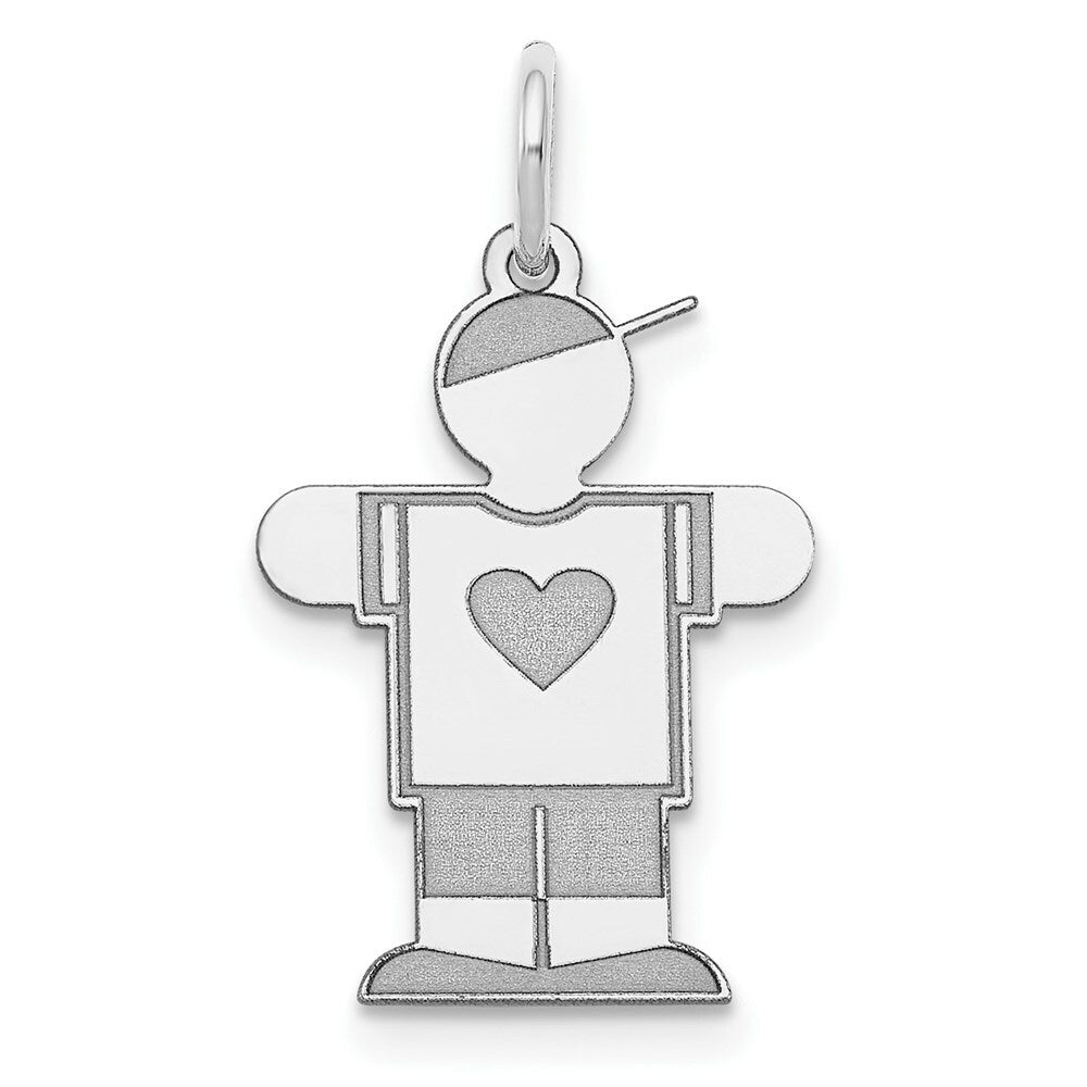 14K White Gold Kid Charm Pendant