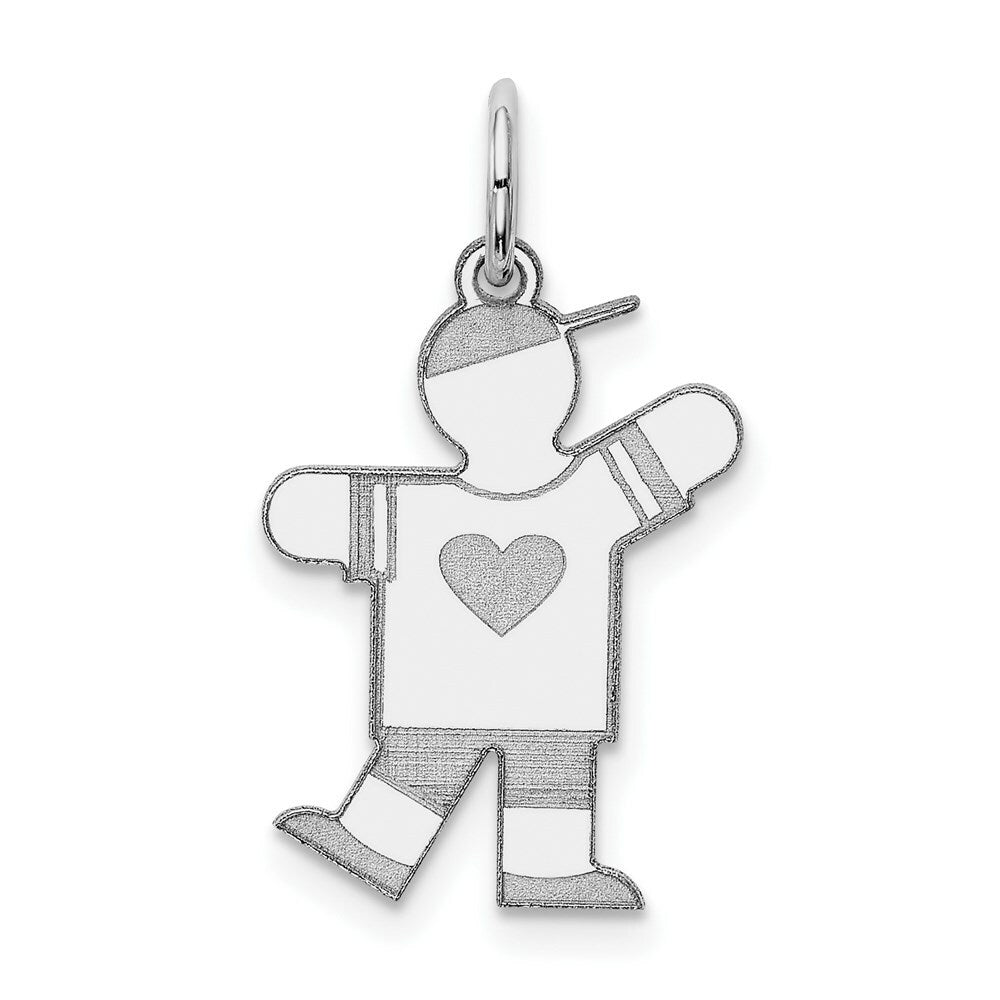 14K White Gold Kid Charm Pendant