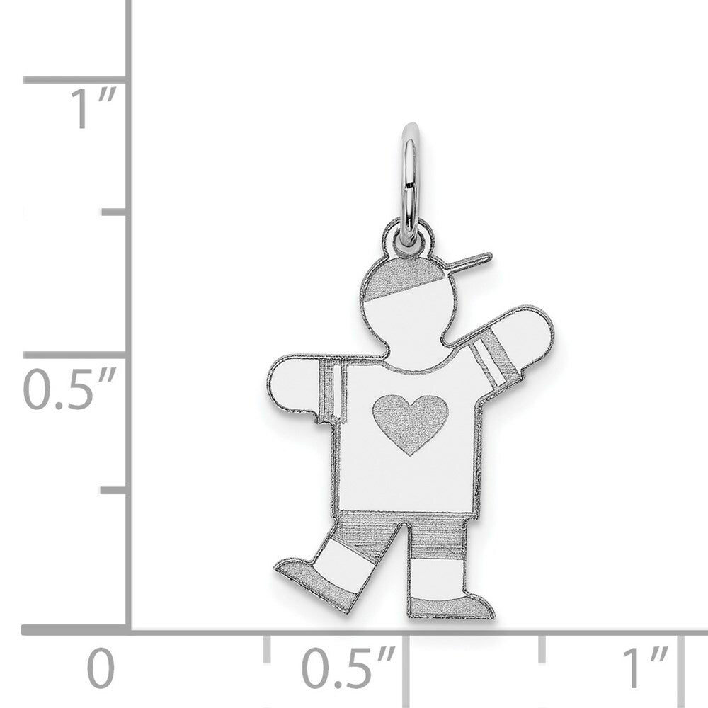 14K White Gold Kid Charm Pendant
