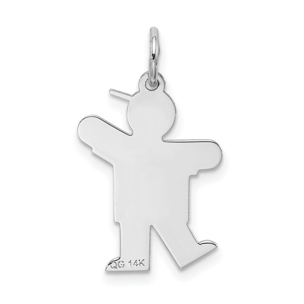 14K White Gold Kid Charm Pendant