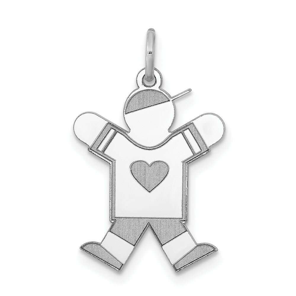 14K White Gold Kid Charm Pendant