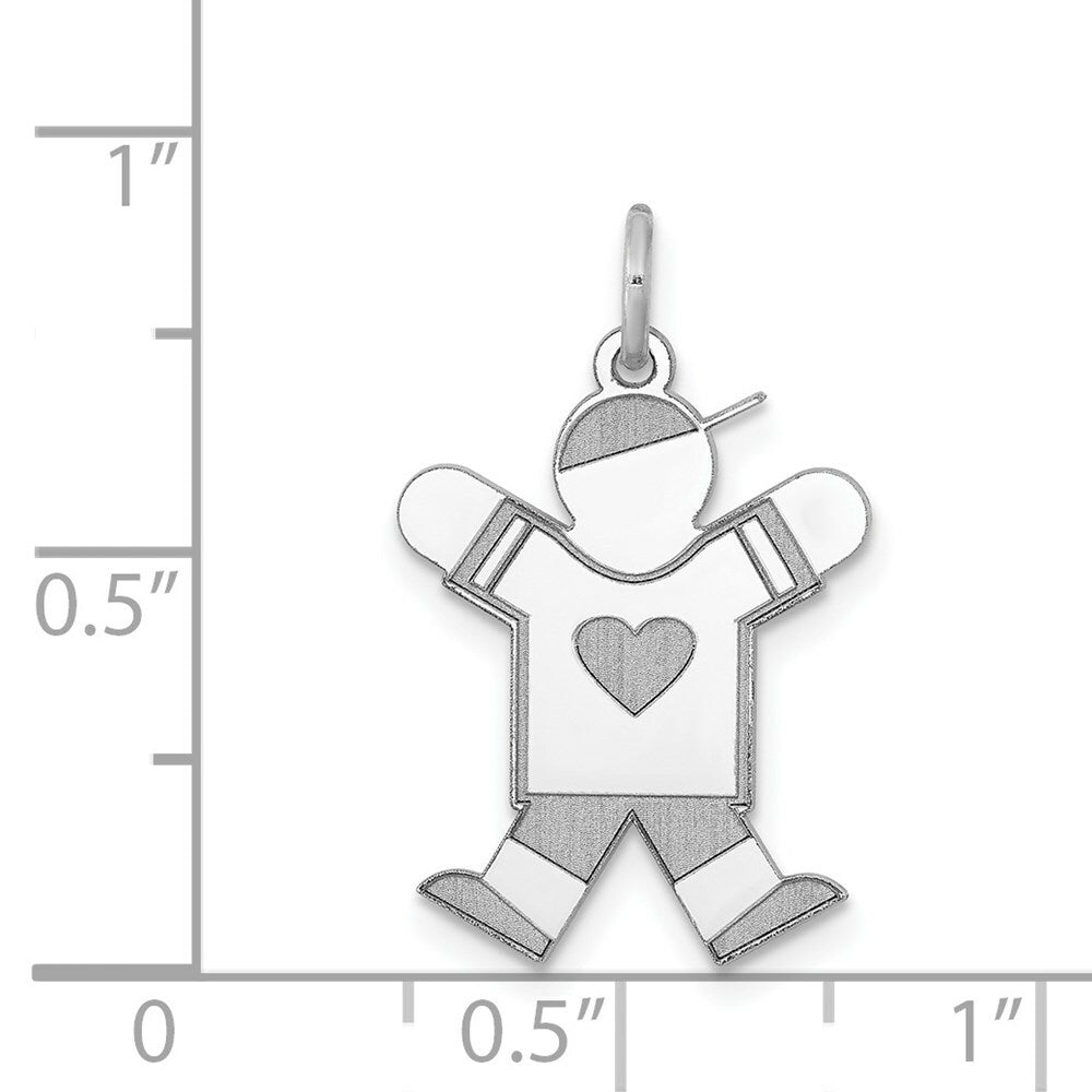 14K White Gold Kid Charm Pendant