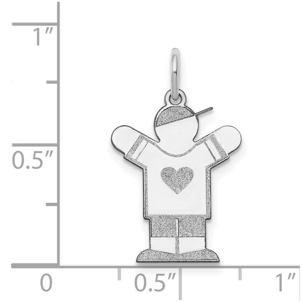 14K White Gold Kid Charm Pendant