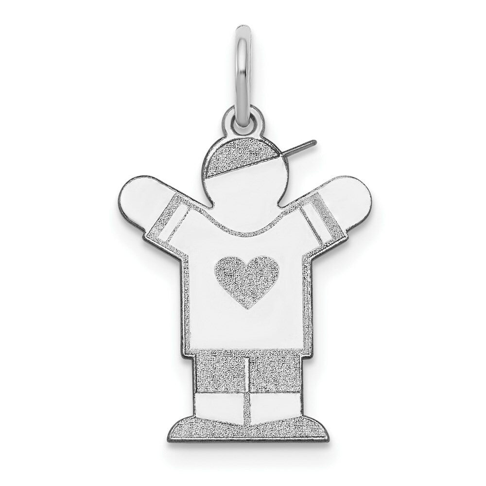 14K White Gold Kid Charm Pendant