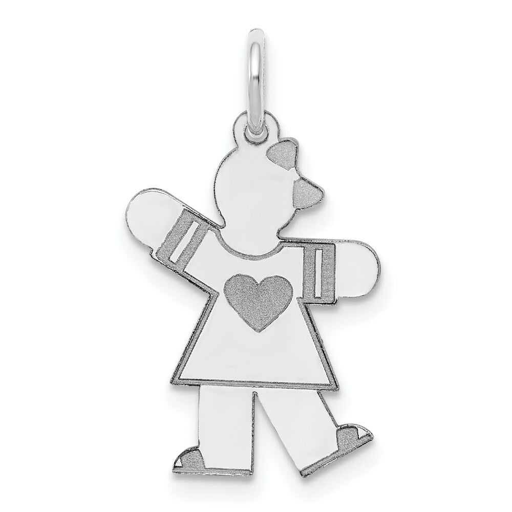 14K White Gold Kid Charm Pendant