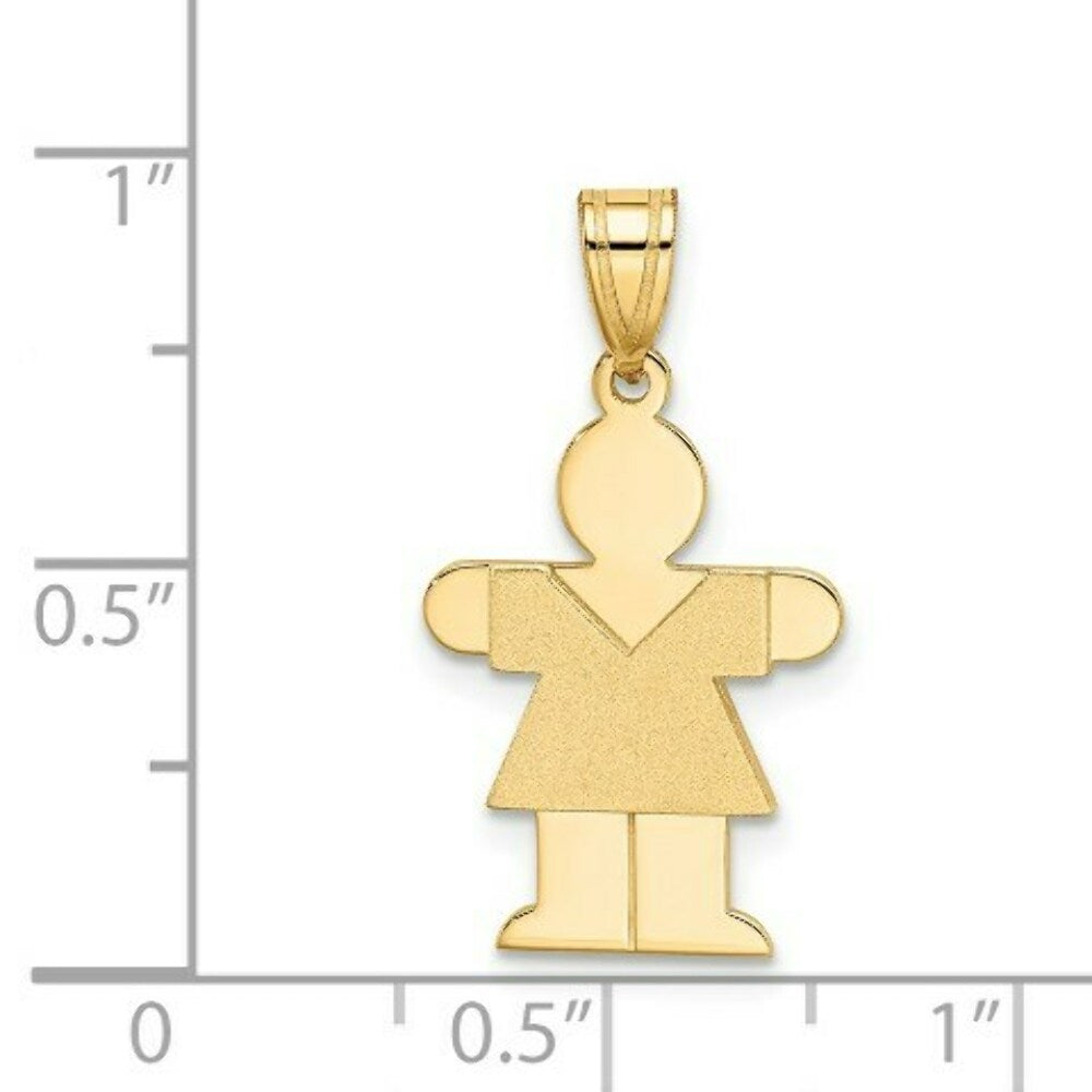14K Yellow Gold Girl Engravable Charm Pendant 15mm width