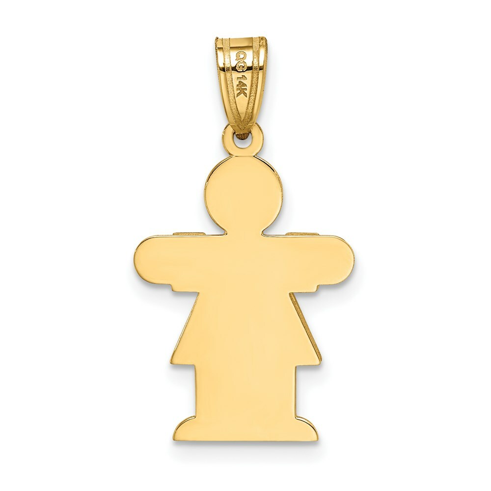 14K Yellow Gold Girl Engravable Charm Pendant 15mm width