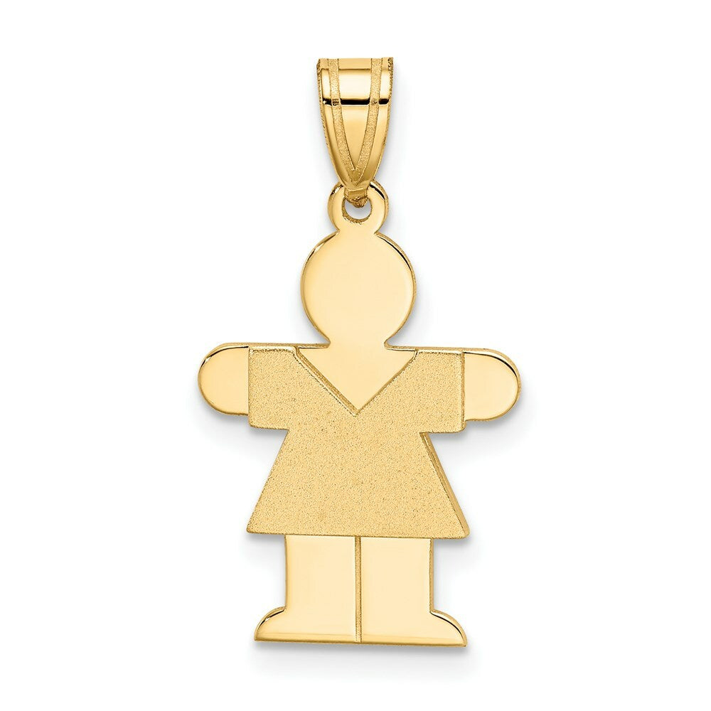 14K Yellow Gold Girl Engravable Charm Pendant 15mm width