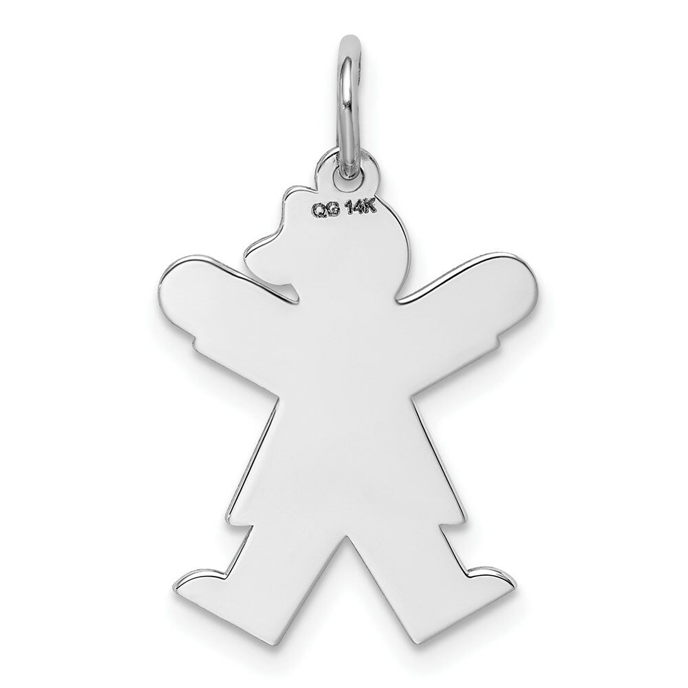 14K White Gold Kid Charm Pendant