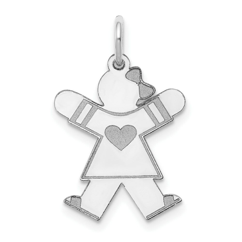 14K White Gold Kid Charm Pendant