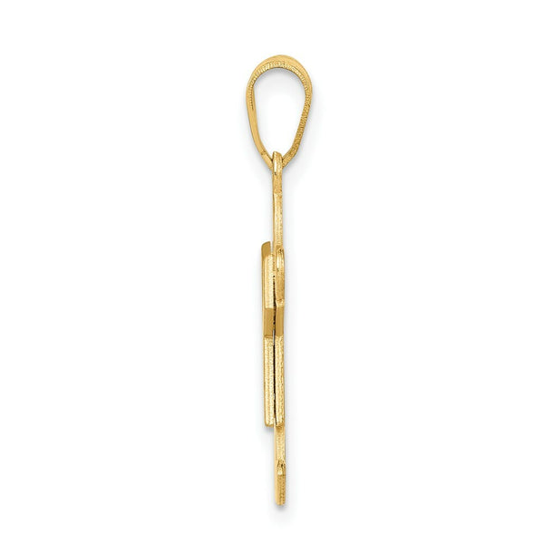 14K Yellow Gold Girl Engravable Charm Pendant 15mm width