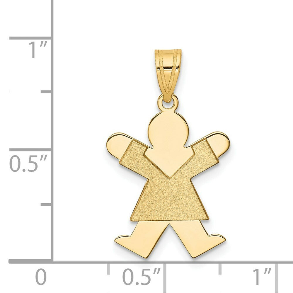14K Yellow Gold Girl Engravable Charm Pendant 15mm width