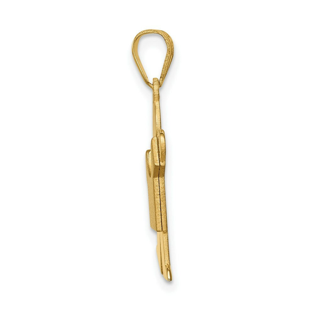 14K Yellow Gold Solid Satin Engravable Boy Charm Pendant