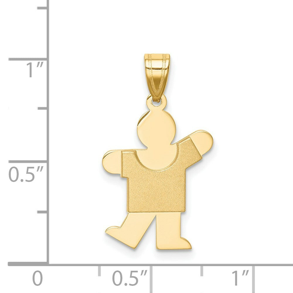 14K Yellow Gold Solid Satin Engravable Boy Charm Pendant