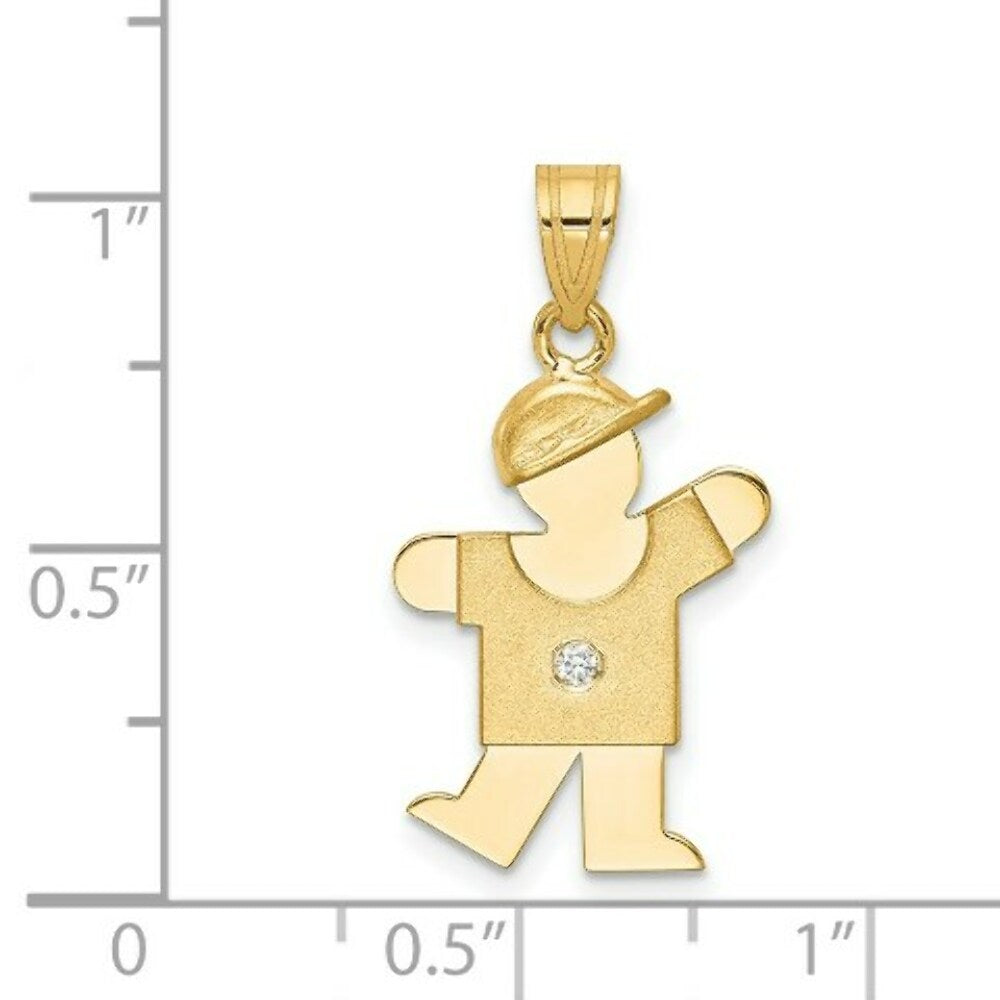 14K Yellow Gold 0.15-Carat Diamond Boy with Hat Kid Pendant