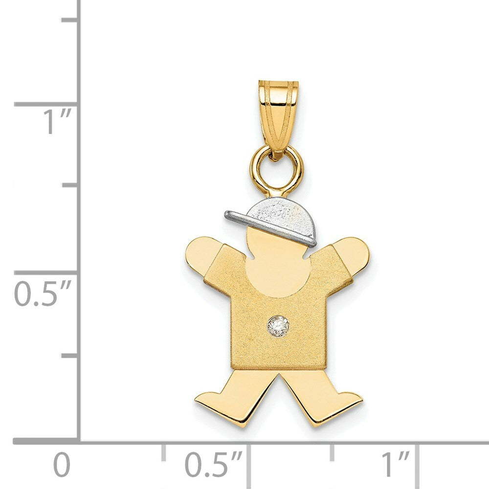 14K Yellow Gold 0.15-Carat Diamond Boy with Hat Kid Pendant