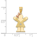 Load image into Gallery viewer, 14K Two-tone Gold 0.015-Carat Diamond Girl Rose Gold Bow Kid Pendant
