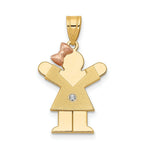 Load image into Gallery viewer, 14K Two-tone Gold 0.015-Carat Diamond Girl Rose Gold Bow Kid Pendant
