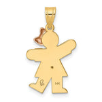 Load image into Gallery viewer, 14K Two-tone Gold 0.015-Carat Diamond Girl Rose Gold Bow Kid Pendant
