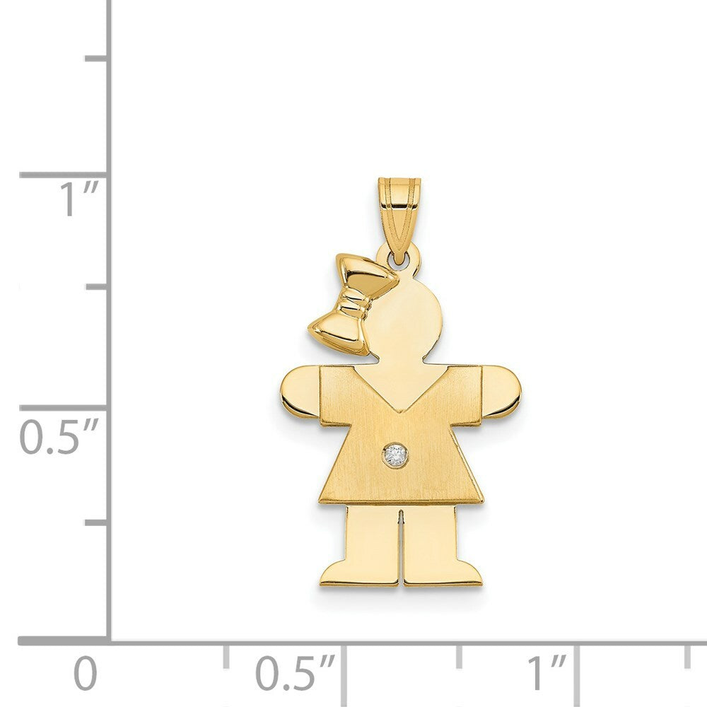 14K Yellow Gold 0.015-Carat Diamond Girl Pendant