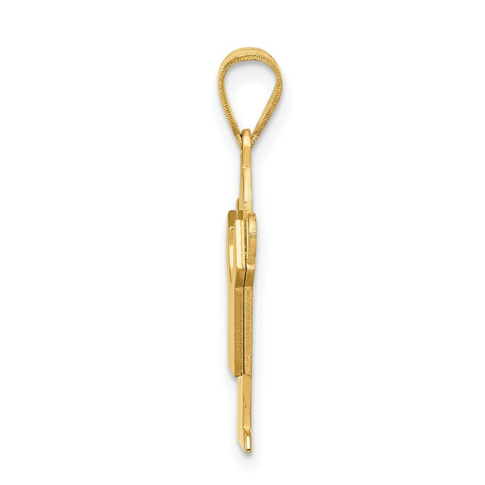 14K Yellow Gold Solid Satin Engravable Boy Charm
