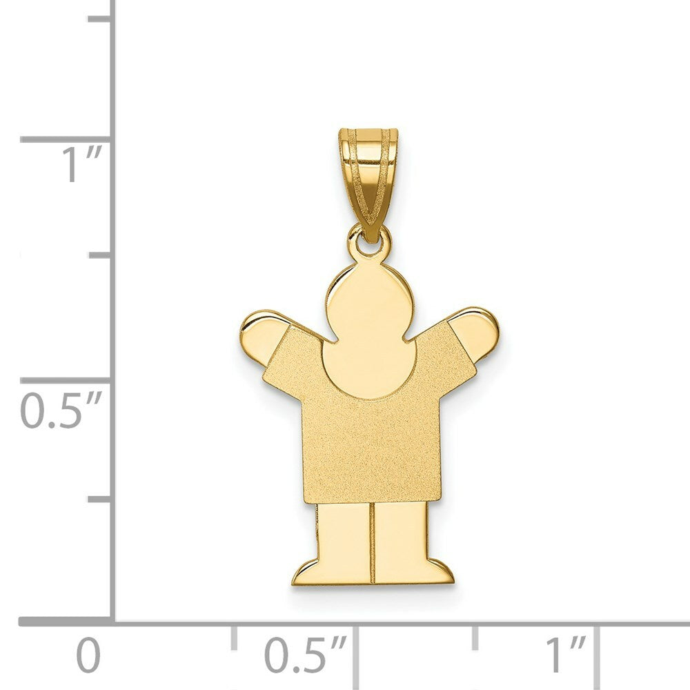14K Yellow Gold Solid Satin Engravable Boy Charm