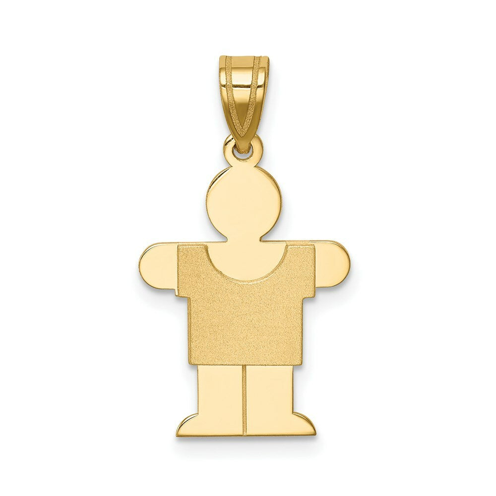 14K Yellow Gold Solid Satin Engravable Boy Charm