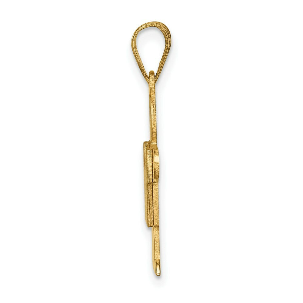 14K Yellow Gold Solid Satin Engravable Boy Charm