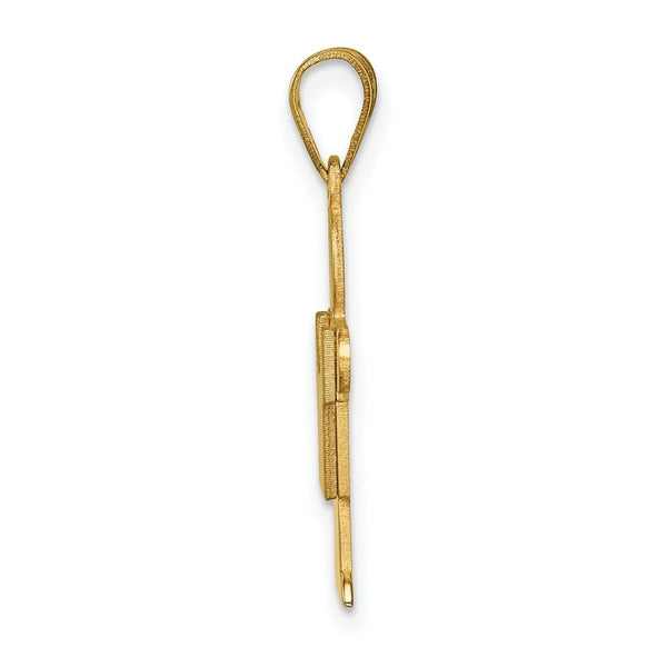 14K Yellow Gold Solid Satin Engravable Boy Charm