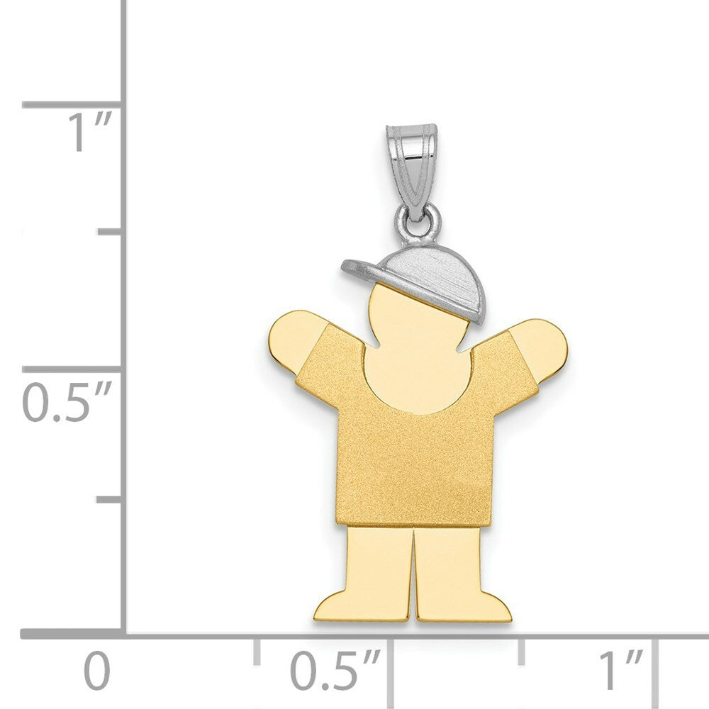 14K Two-tone Gold Small Boy w/ Hat on Right Engravable Charm