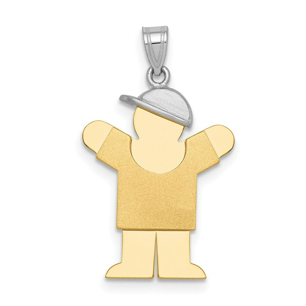 14K Two-tone Gold Small Boy w/ Hat on Right Engravable Charm