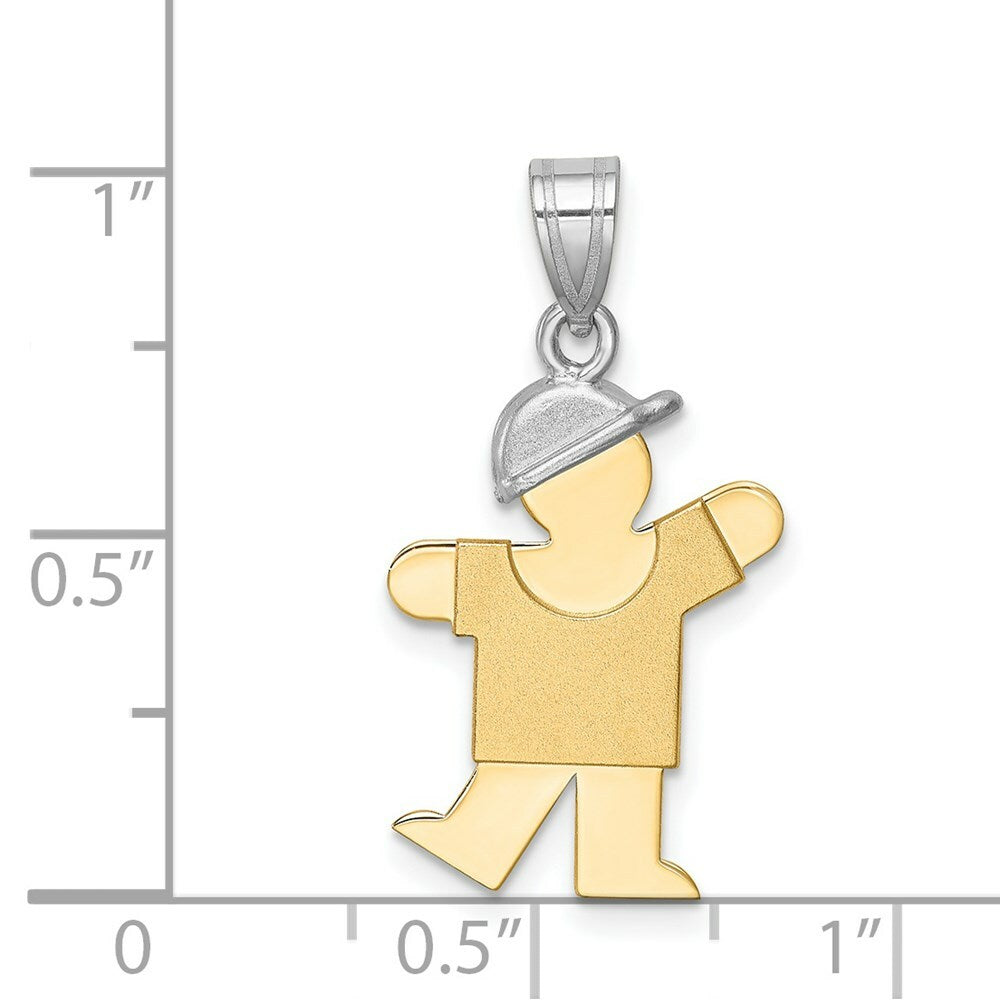 14K Two-tone Gold Small Boy w/ Hat on Left Engravable Charm