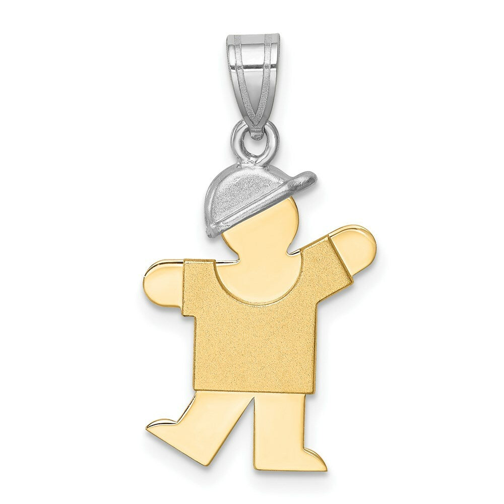 14K Two-tone Gold Small Boy w/ Hat on Left Engravable Charm
