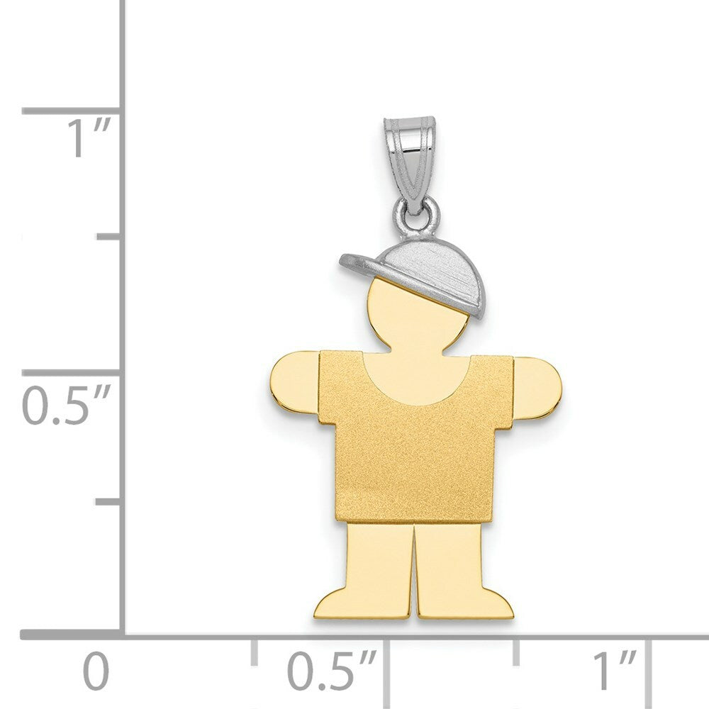 14K Two-tone Gold Small Boy w/ Hat on Right Engravable Charm