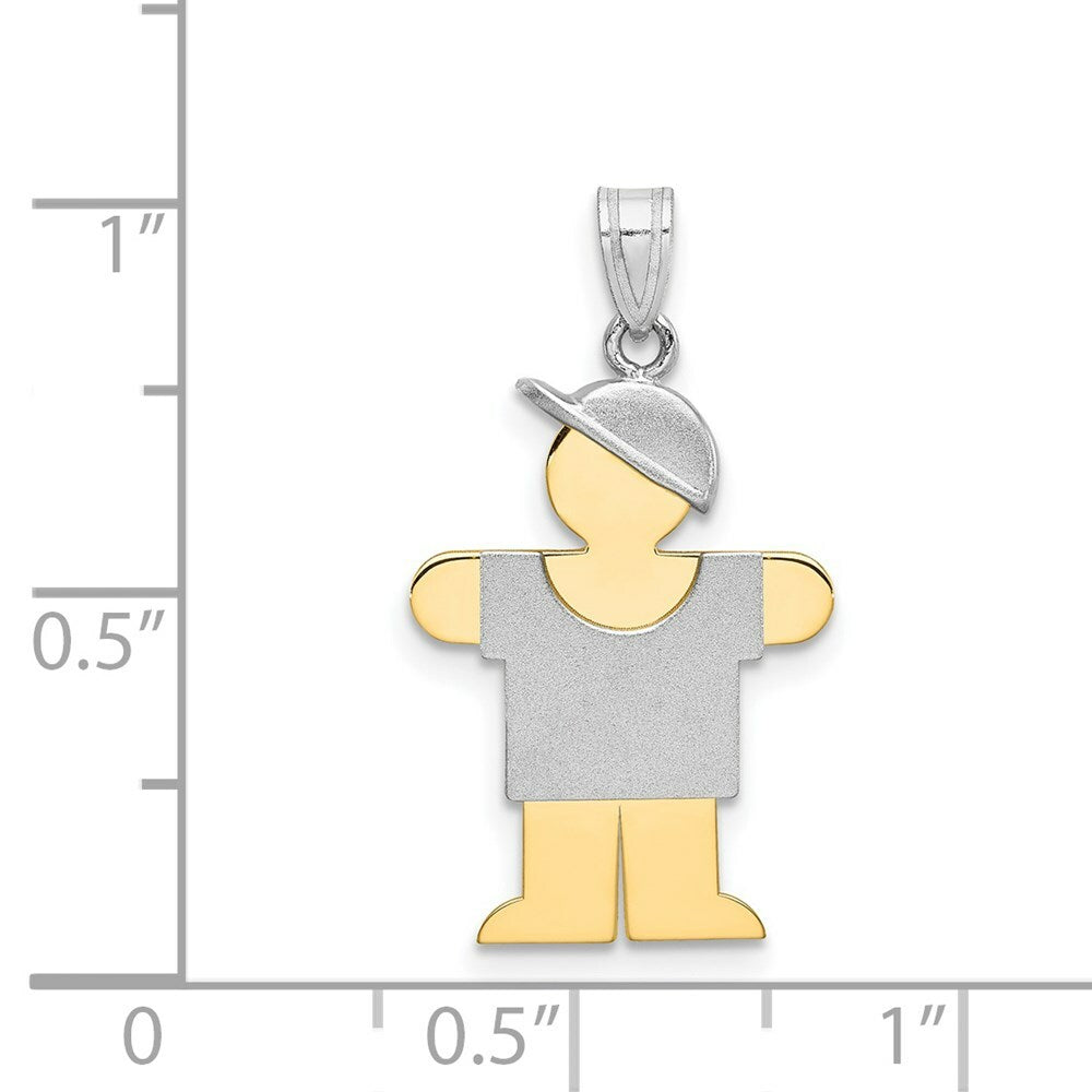 14K Two-tone Gold Small Boy w/ Hat on Right Engravable Charm