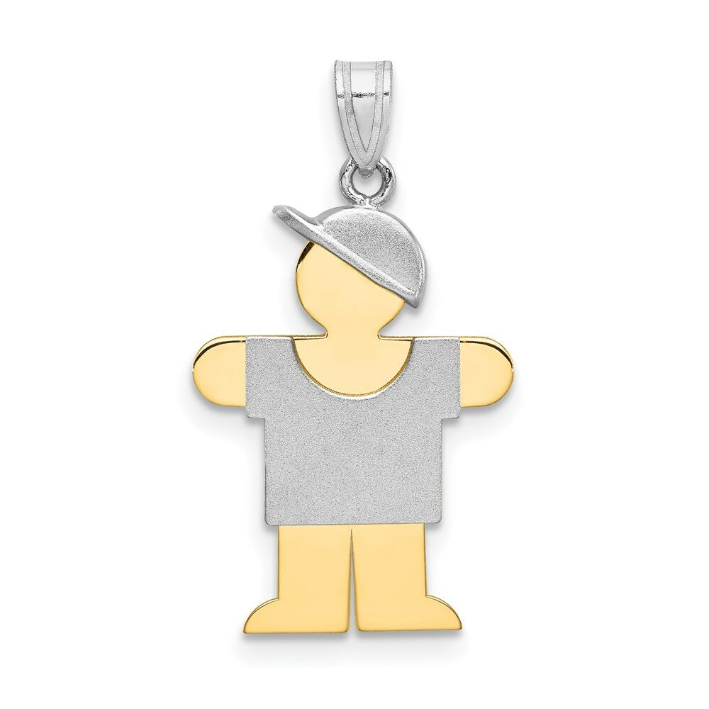 14K Two-tone Gold Small Boy w/ Hat on Right Engravable Charm