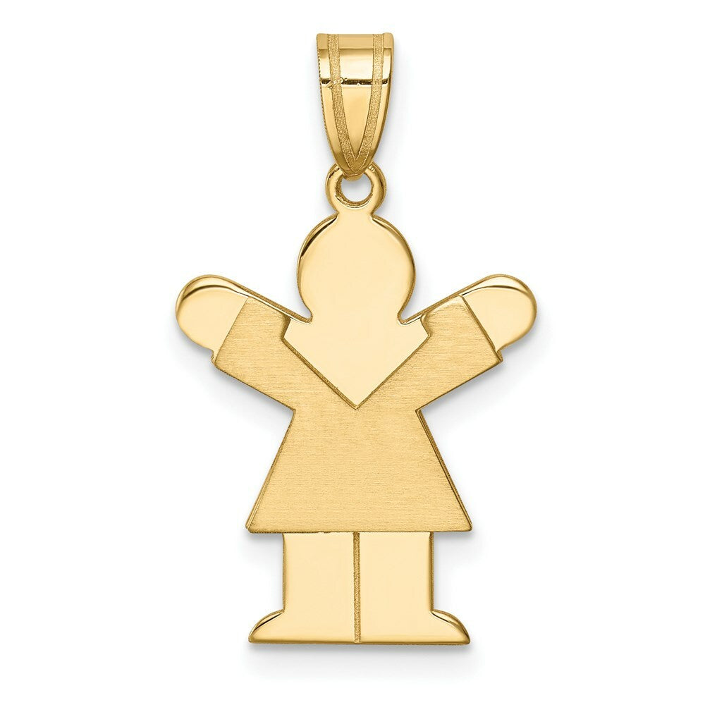 14K Yellow Gold Girl Engravable Charm 15mm width