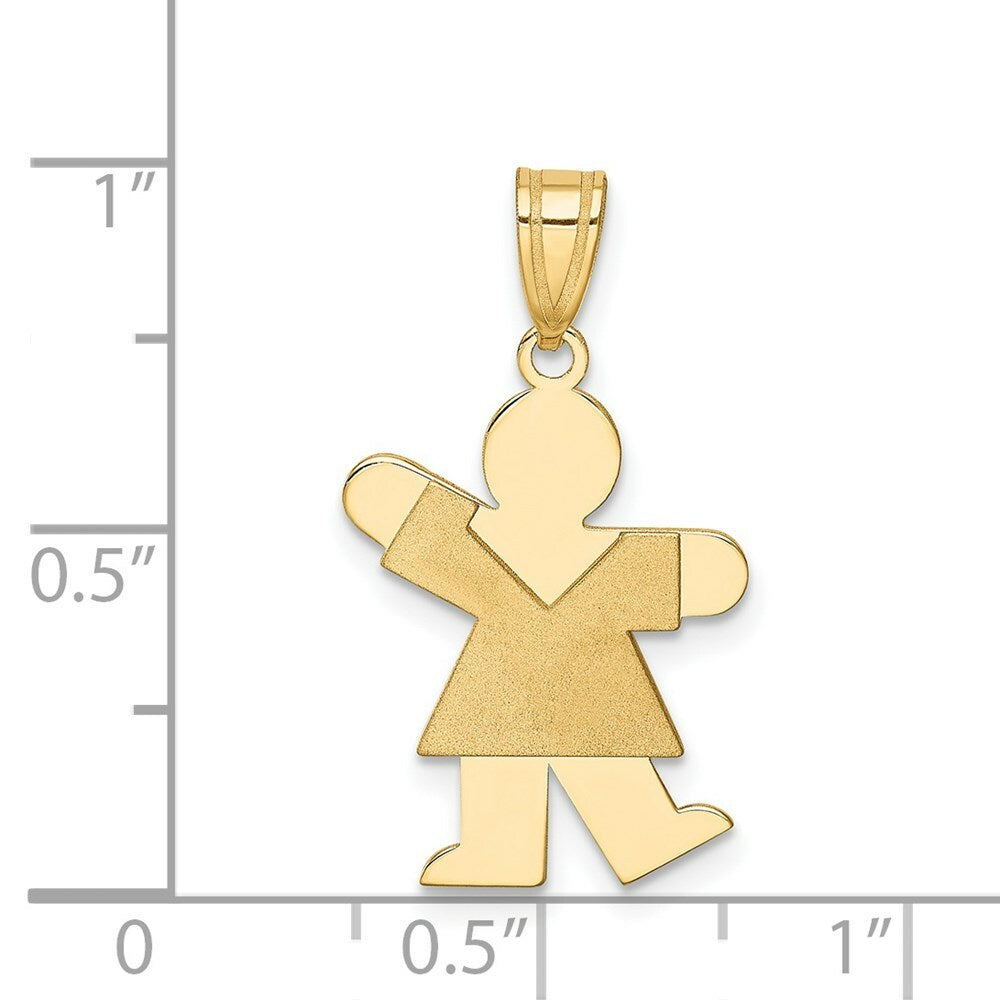 14K Yellow Gold Girl Engravable Charm 14mm width
