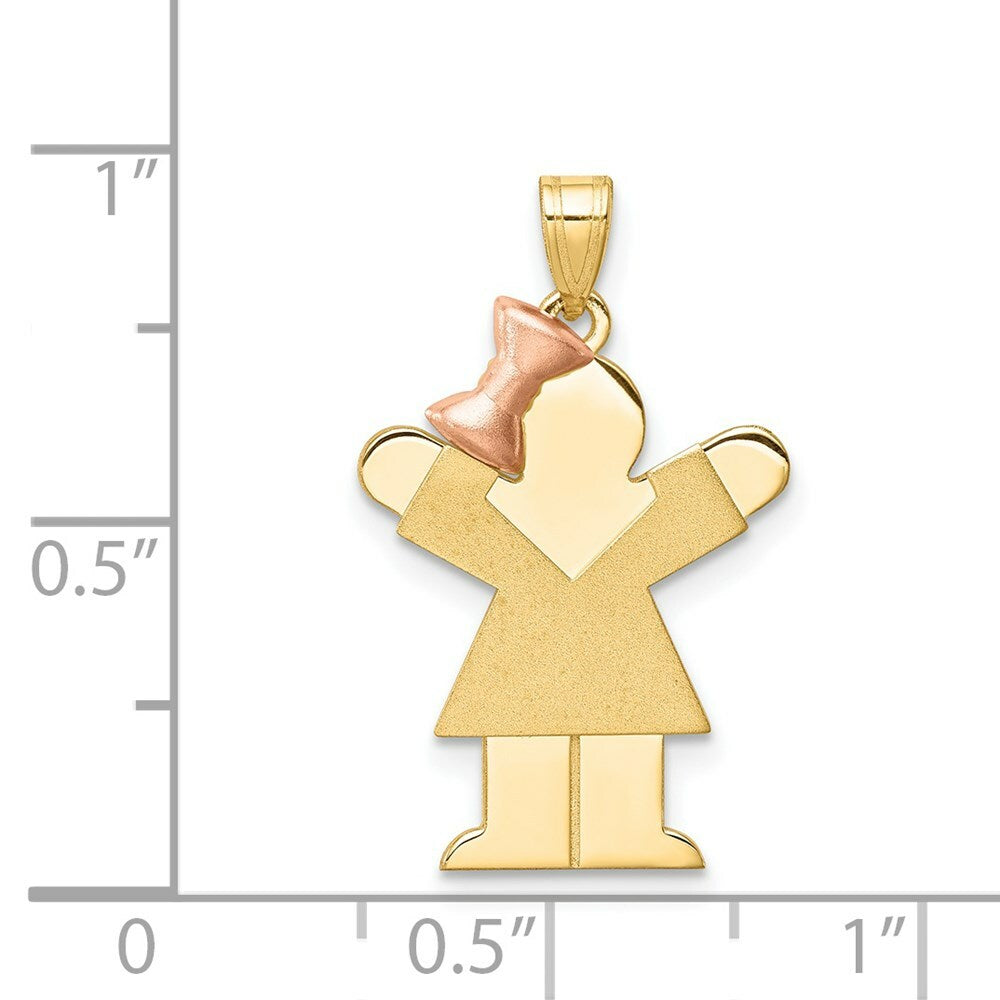 14K Two-tone Gold Small Girl on Left Engravable Charm